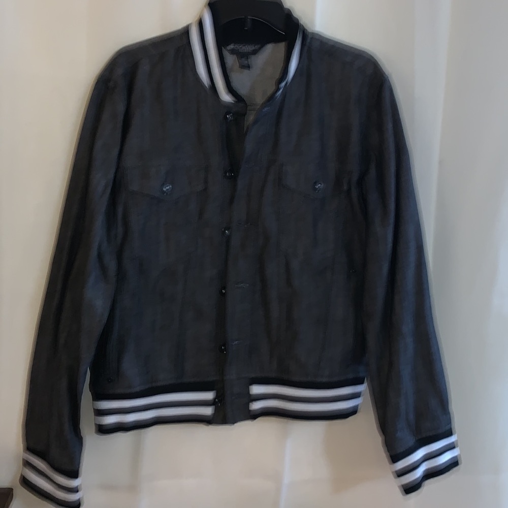 Rocawear Classic Blue Denim Jean Varsity Jacket Women - Medium - EUC
